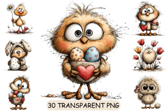 30 Cute Easter Chick PNG Clipart Set: Elevate Your Spring Designs