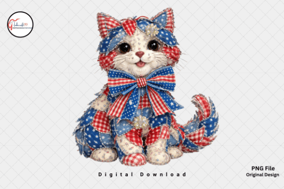 4th of July Patchwork Patriotic Cat PNG: A Guide for Crafters and Designers