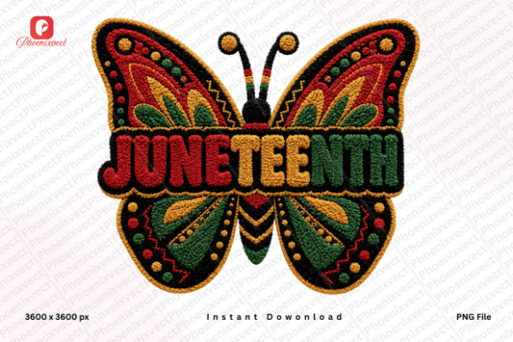 African Juneteenth Plush Butterfly PNG Design