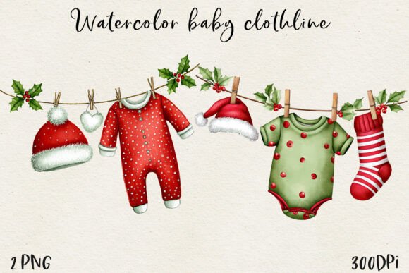 Bringing Holiday Magic to Life: A Guide to Using Watercolor Christmas Baby Clothesline Clipart