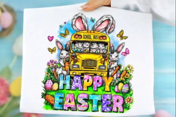 Celebrating School Bus Drivers with a Happy Easter School Bus Driver Png Design