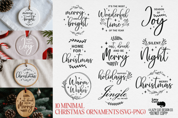 Christmas Ornaments Minimal SVG PNG Set: Elevating Your Holiday Crafts with Clean Design