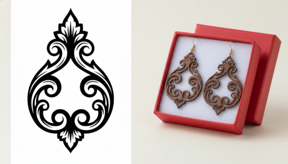 Elevate Designs with Ornamental Teardrop Earring Laser Cut