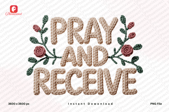 Embracing Faith Through Design: The Art of Faux Yarn Crochet Floral Pray PNG