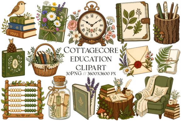 Embracing the Aesthetic: How Cottagecore Education Clipart Transforms Creative Design