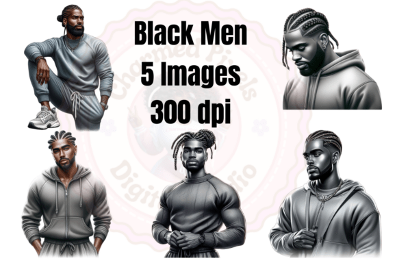 Evaluating the Black Men PNG Bundle: 5 Stylish Digital Illustrations for Creative Projects