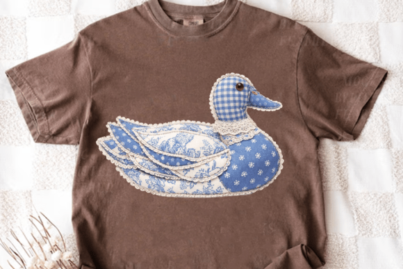 Integrating Cottagecore Blue Patchwork Duck Clipart into Your Creative Workflow