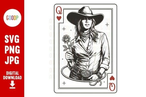 Mastering the Cowgirl Queen of Hearts Playing Card PNG for Professional Western Designs