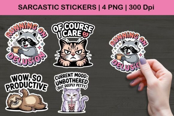 Sarcastic Raccoon Cat Stickers PNG: Integrating Humor into Digital and Print Workflows