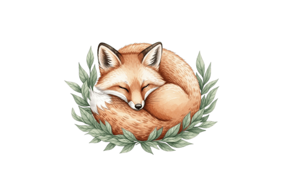 Sleeping Watercolor Fox Illustration: Embracing the Cozy Charm of Autumn Design