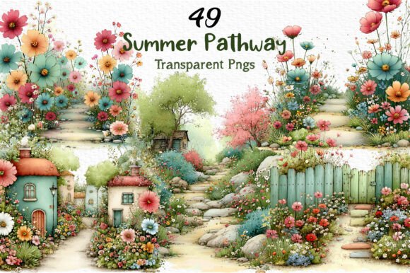 Strategic Visual Storytelling with Whimsical Summer Pathway Clipart