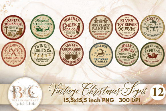 Understanding the Appeal and Utility of Vintage Christmas Round Signs Clipart