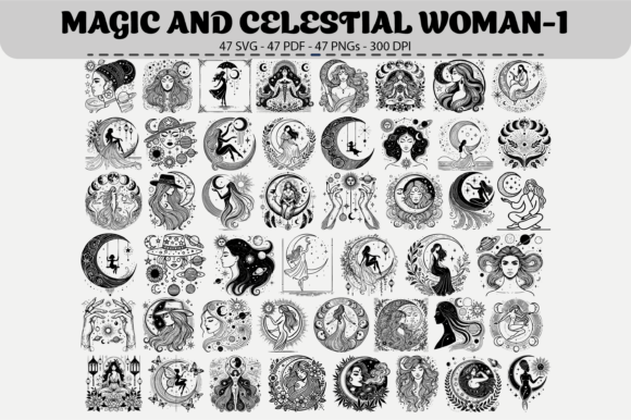 Unlocking Cosmic Creativity with Magic and Celestial Woman – 47 Designs