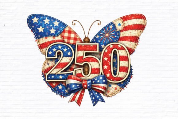 USA 250 Vintage Stars Stripes PNG Design